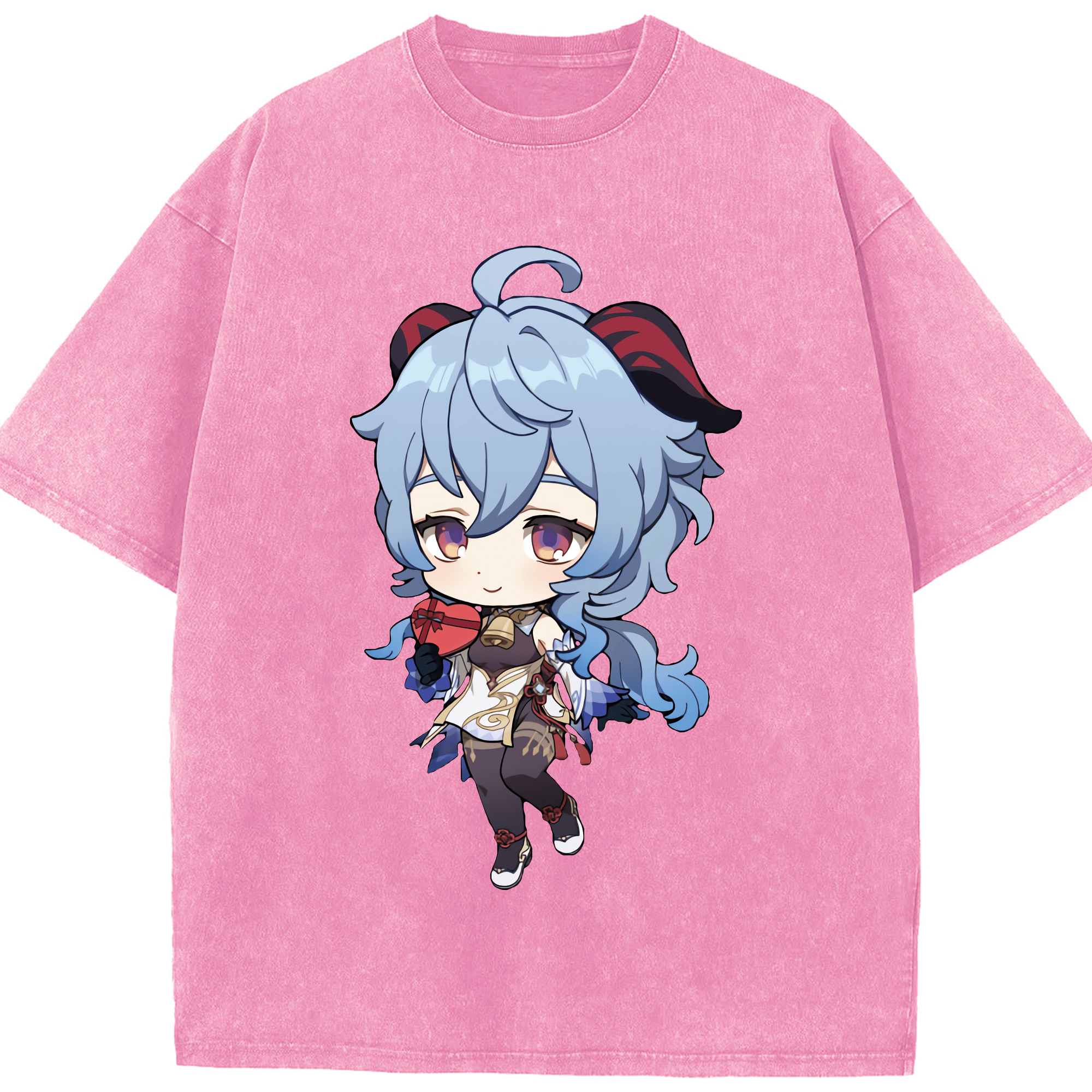 げんし神 甘雨 かんう genshin Ganyu 綿100% ヴィンテージ風 半袖Tシャツ（フロントプリント）